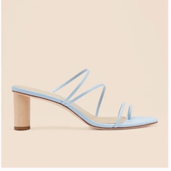 LIKE NEW Reformation Rachel Powder Blue Strappy Sandal Heel 9.5 - Picture 7 of 7